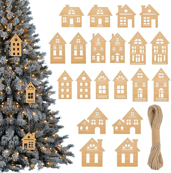 PH PandaHall 20pcs 10 Styles Wooden House Dectors 4~6.7 Inch Wood House for Crafts Christmas Tree... | Amazon (US)