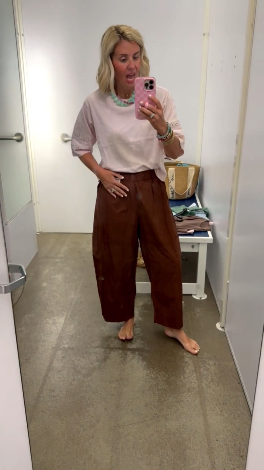 Oh I love a barrel pant and this lace trimmed tee is so good! I’m wearing xs tee and small (need xs) pants.  
*Use my Loopy code mixandmatchmadness 
*Use my A+B code Catherine20

#LTKstorytime #LTKSeasonal #LTKSaleAlert