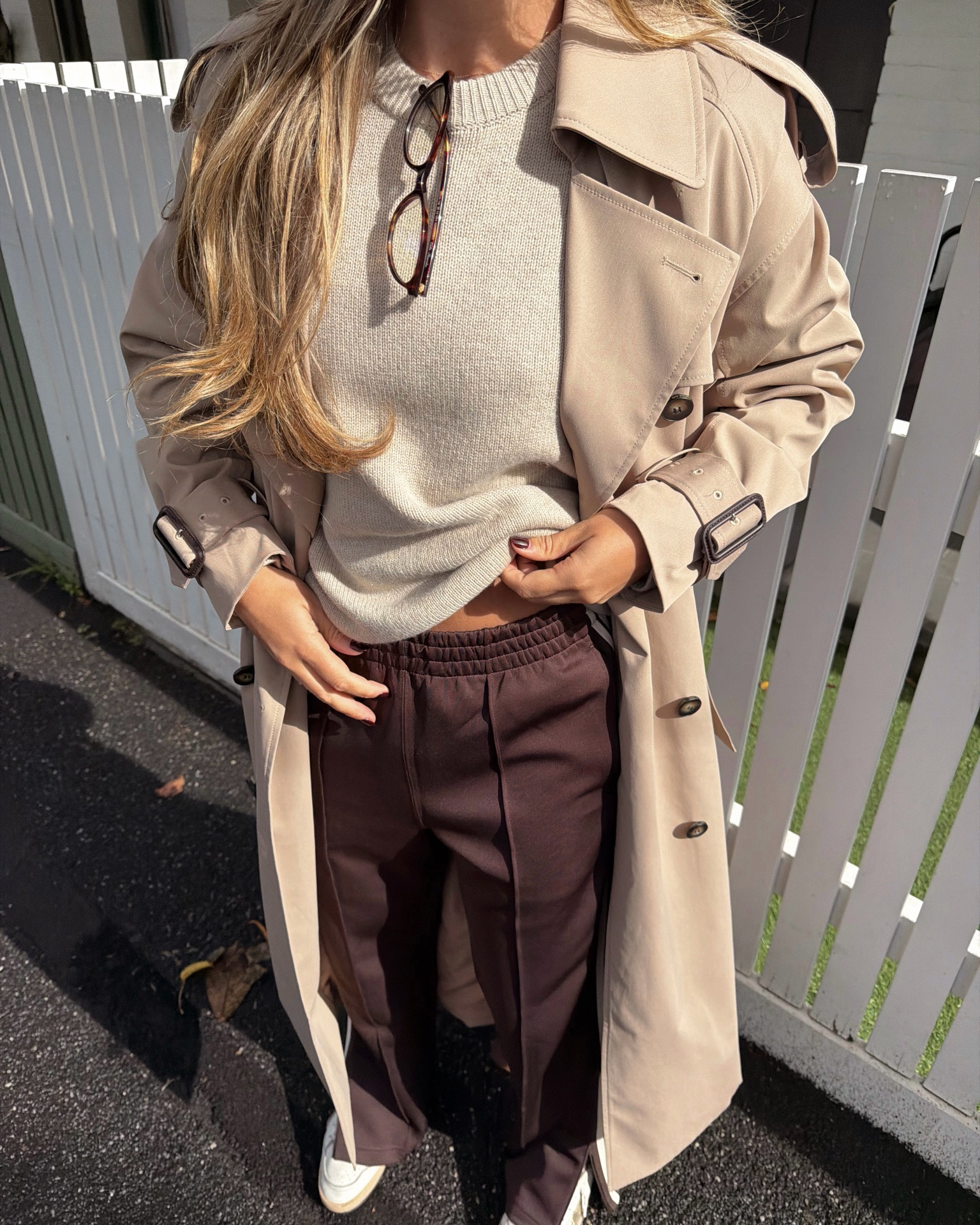 Wearing XS-S in trench, XS in knit and size 6 in pants 🤎

#LTKaustralia #LTKtravel #LTKspring