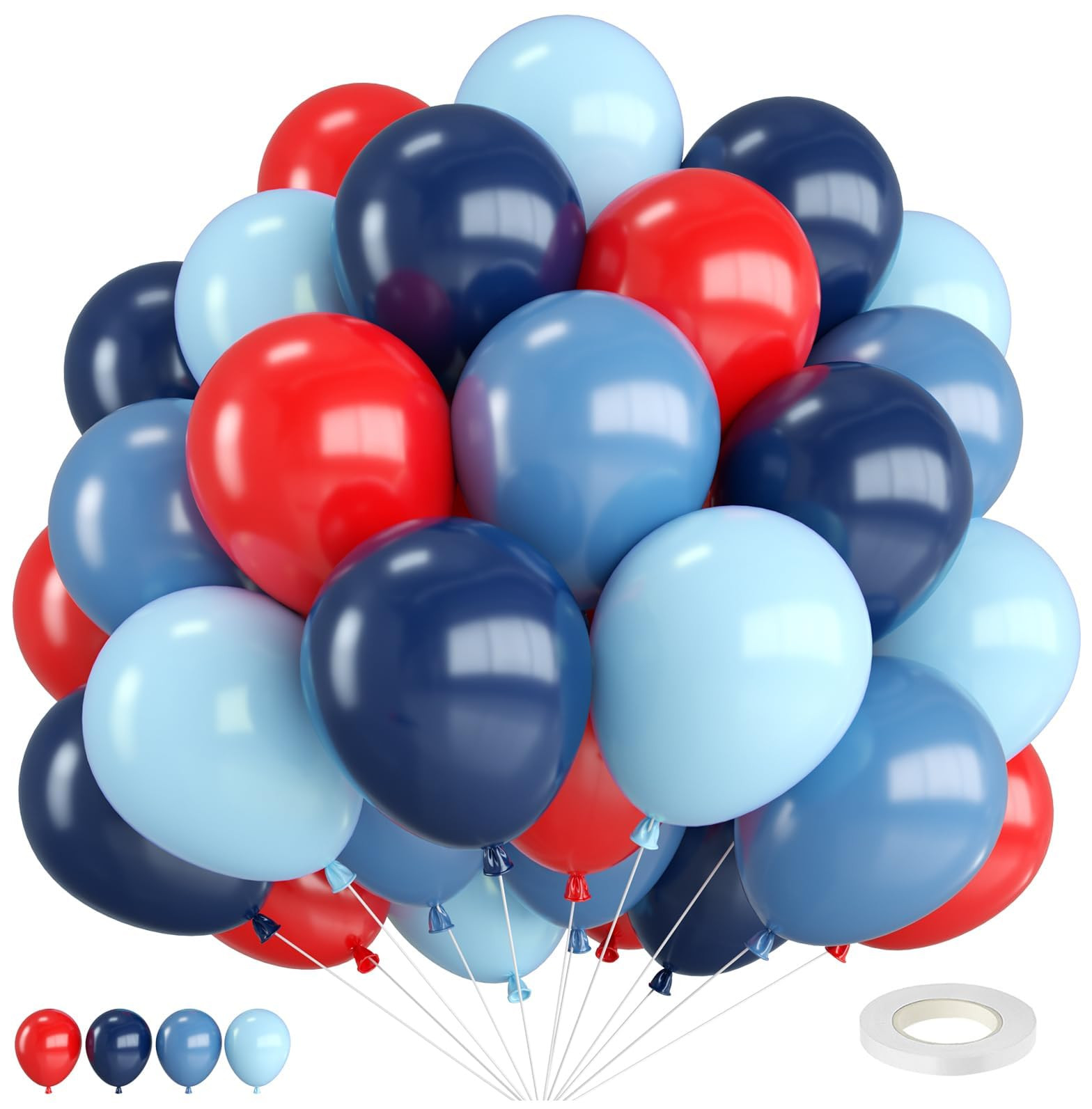 Red and Blue Balloons,12 Inch Navy Blue Macaron Blue and Dark Blue with Matte Red Balloons,for Bi... | Amazon (US)