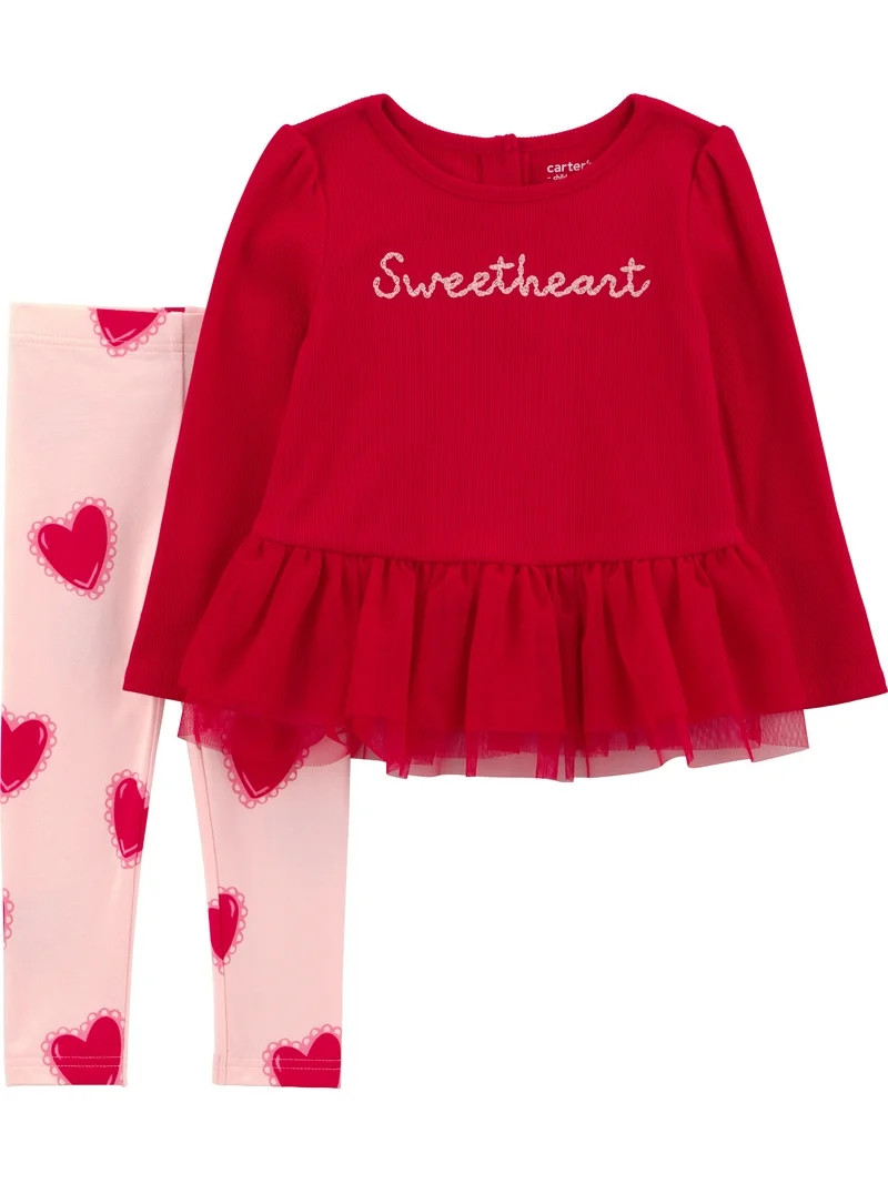 Carter's Child of Mine Baby and Toddler Girl Valentine's Outfit Set, Sizes 12M-5T | Walmart (US)