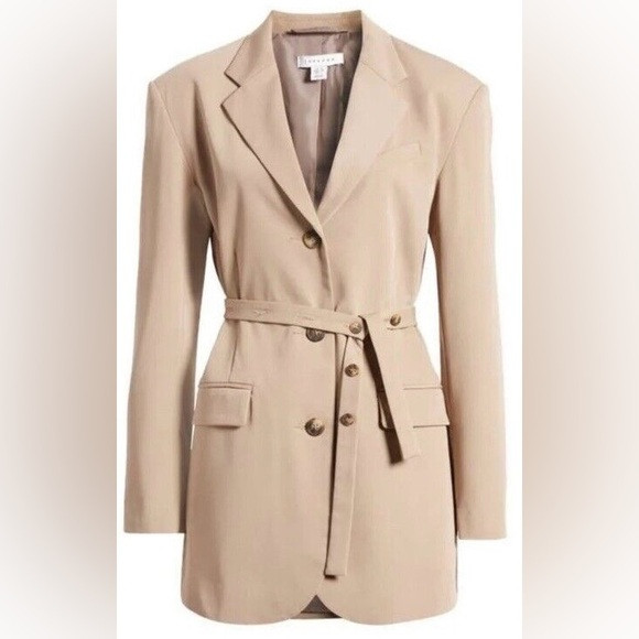 [topshop] belted notch collar 3-button blazer tan 6 | Poshmark