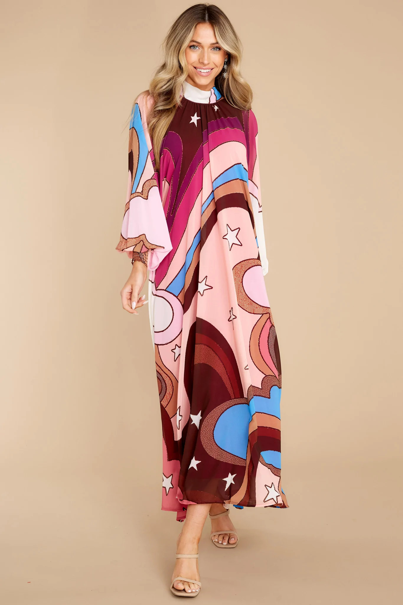 Can You Imagine Berry Multi Print Maxi Dress | Red Dress 