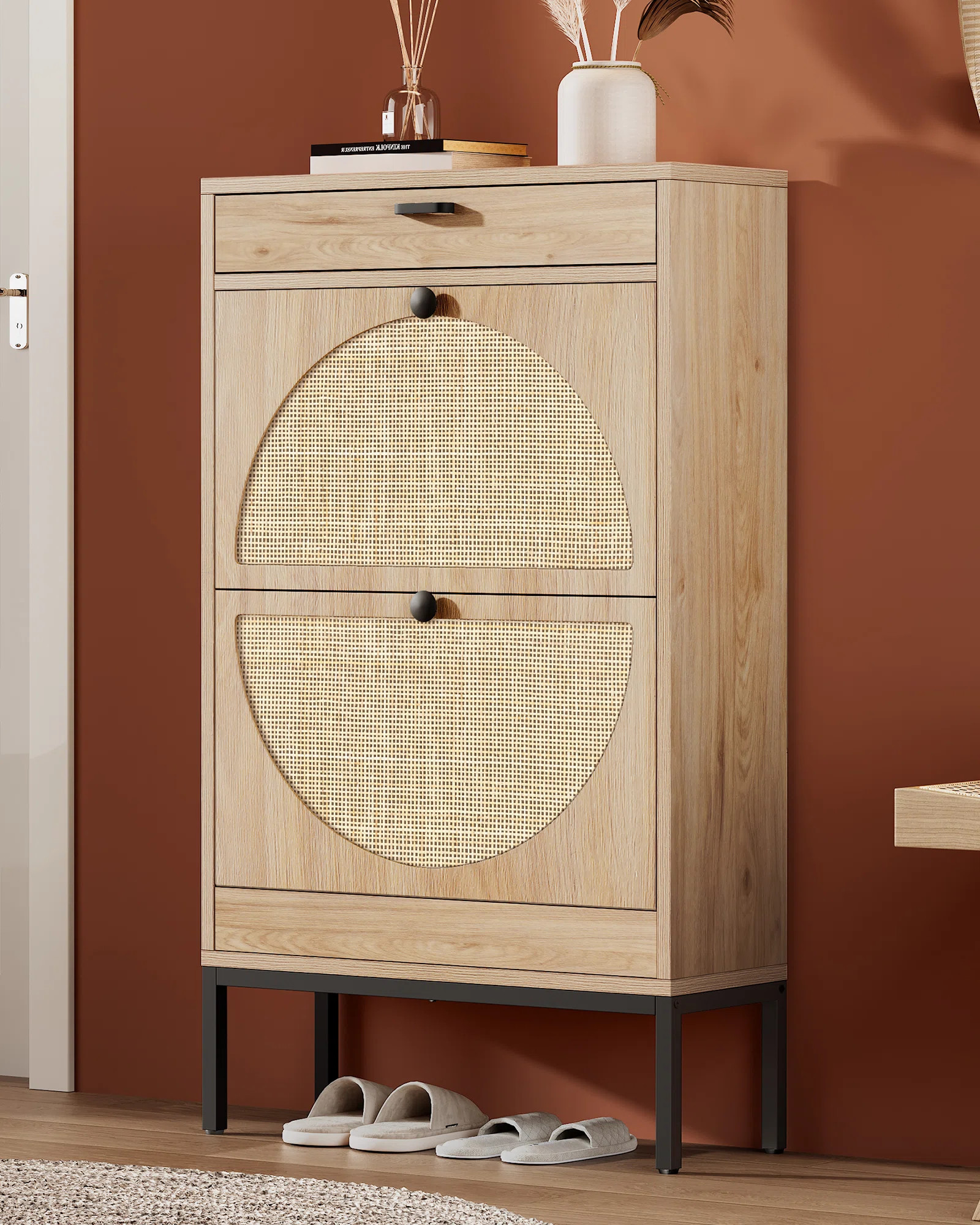 Boho Natural Rattan Shoe Storage Cabinet | Wayfair North America