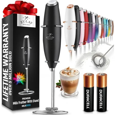 Zulay Kitchen Powerful Milk Frother Wand With 2 Duracell Batteries - Ultra Fast Handheld Drink Mixer - Electric Whisk Foam Maker for Coffee, Lattes, Cappuccino, Matcha, Hot Chocolate & Creamer | Walmart (US)