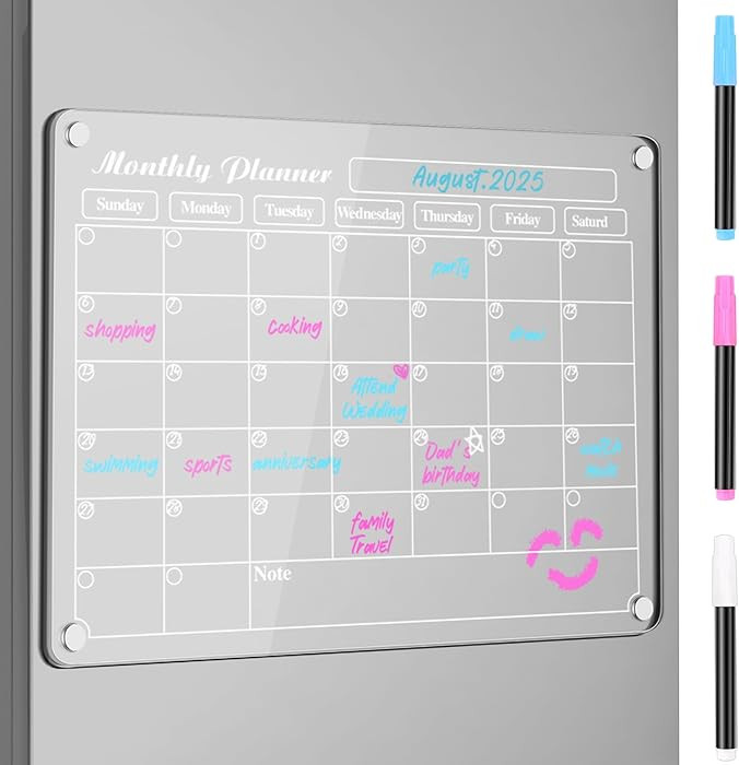 DIYMAG Fridge Calendars,15" x 11" 2025 Planning Pads Acrylic Magnetic Digital Calendar for Refrig... | Amazon (US)