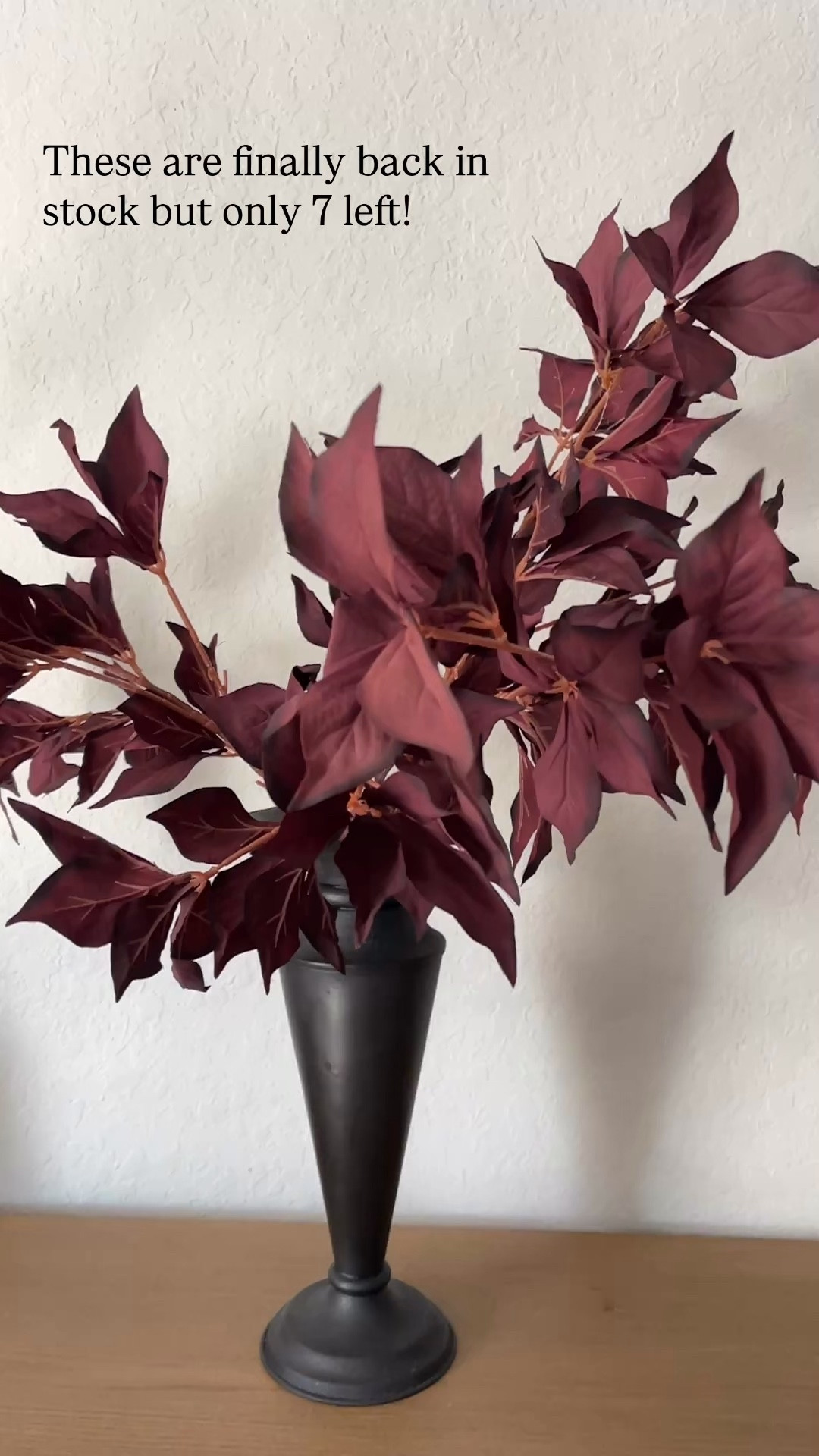 One of my favorite best selling burgundy fall, floral stems is finally back in stock on Amazon. Comes in a set of 3. There are  only a couple left so act fast! 