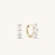 Bold Pearl Trio Hoop Earrings - £88 | Mejuri (Global)