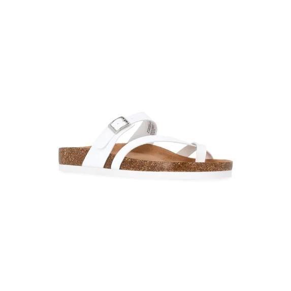 Time and Tru Women's Asymmetric Strap Footbed Sandals, Wide Width Available | Walmart (US)