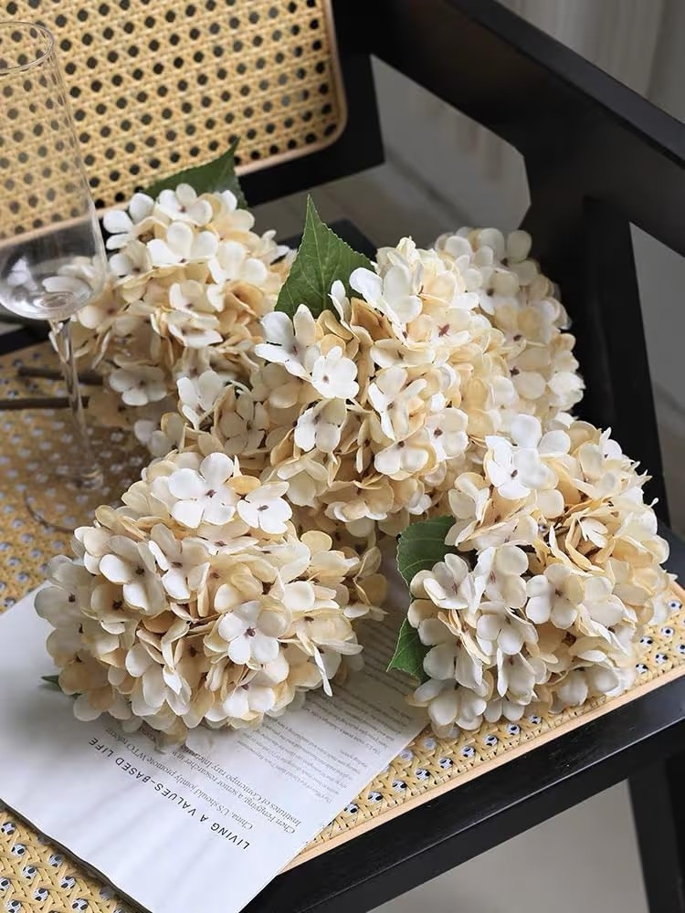 Kimura's Cabin 4 pcs Cream Fake Hydrangea Flowers Artificiales Bouquets Faux Silk Hydrangea with ... | Amazon (US)