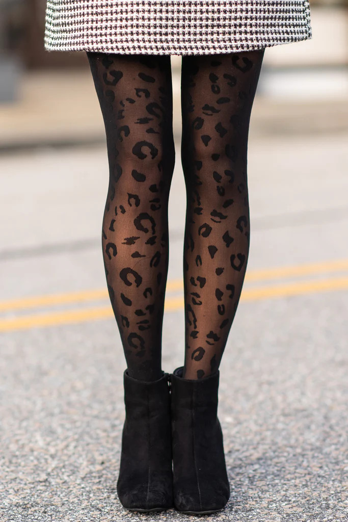 Commando: Leopard Print Black Sheer Tights | The Mint Julep Boutique