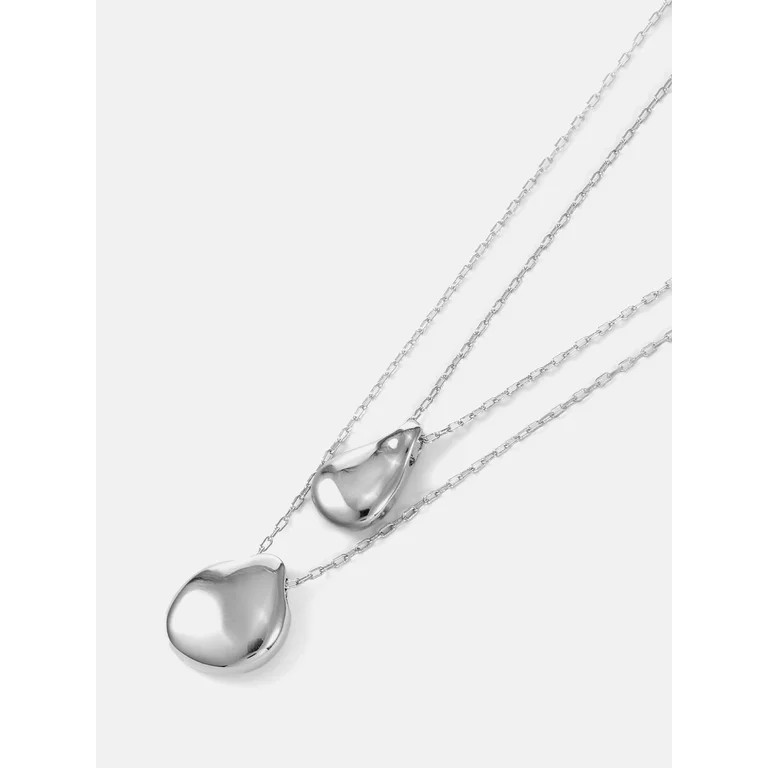 Scenario Drop Pendant Necklaces, Silver-Tone, 2-Piece Set | Walmart (US)