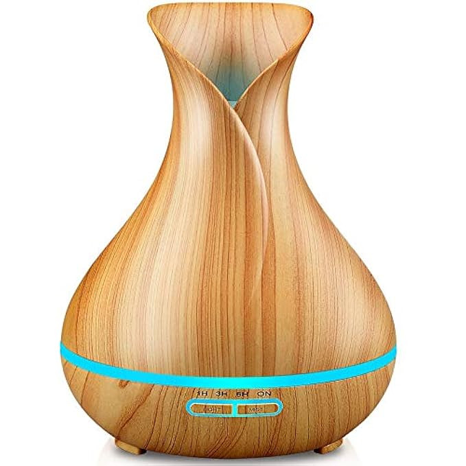 URPOWER Essential Oil Diffuser, 400ml Wood Grain Cool Mist Humidifiers Ultrasonic Aromatherapy Diffu | Amazon (US)