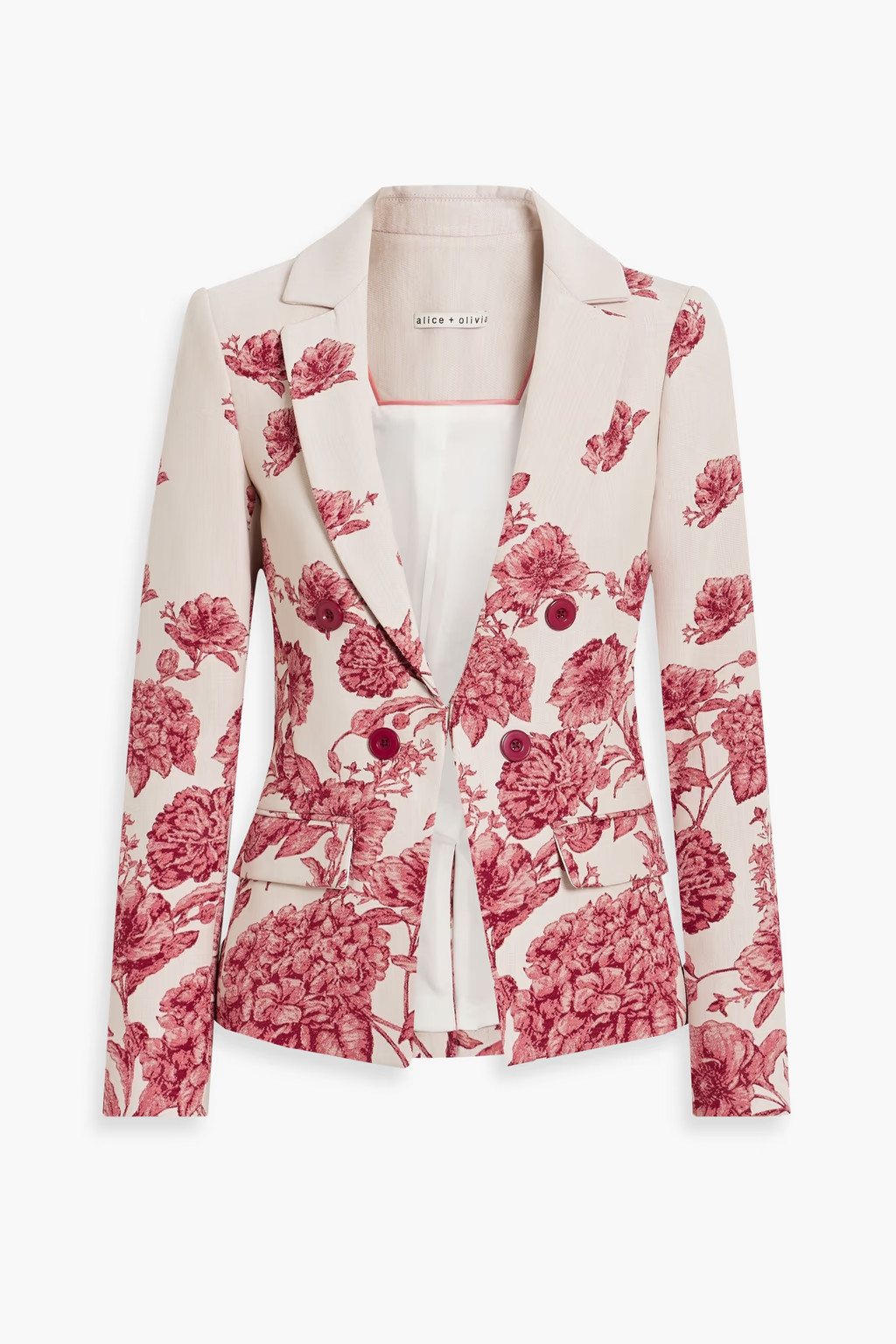 Claret Mya floral-jacquard blazer | ALICE + OLIVIA | THE OUTNET | The Outnet (US and CA)