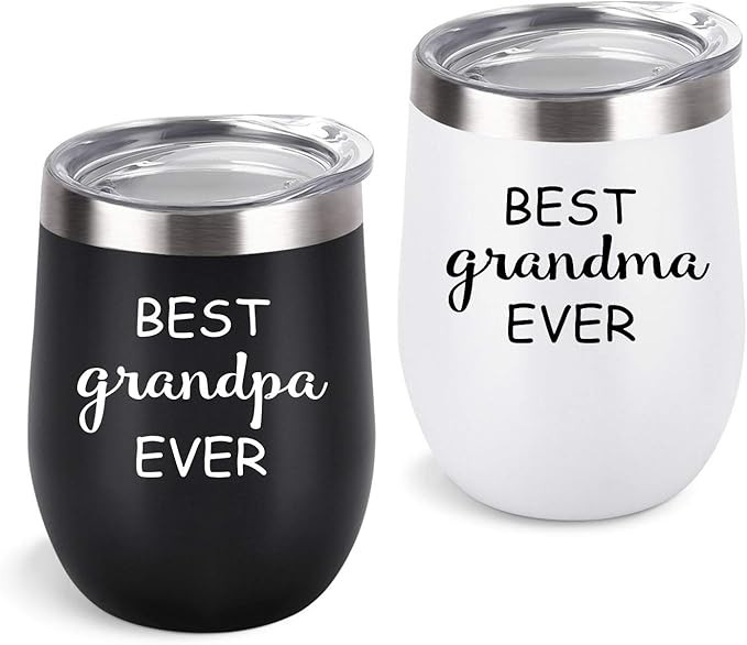 Cpskup Best Ever Grandma and Grandpa Stainless Steel Insulated Wine Tumbler with Lid, Grandparent... | Amazon (US)