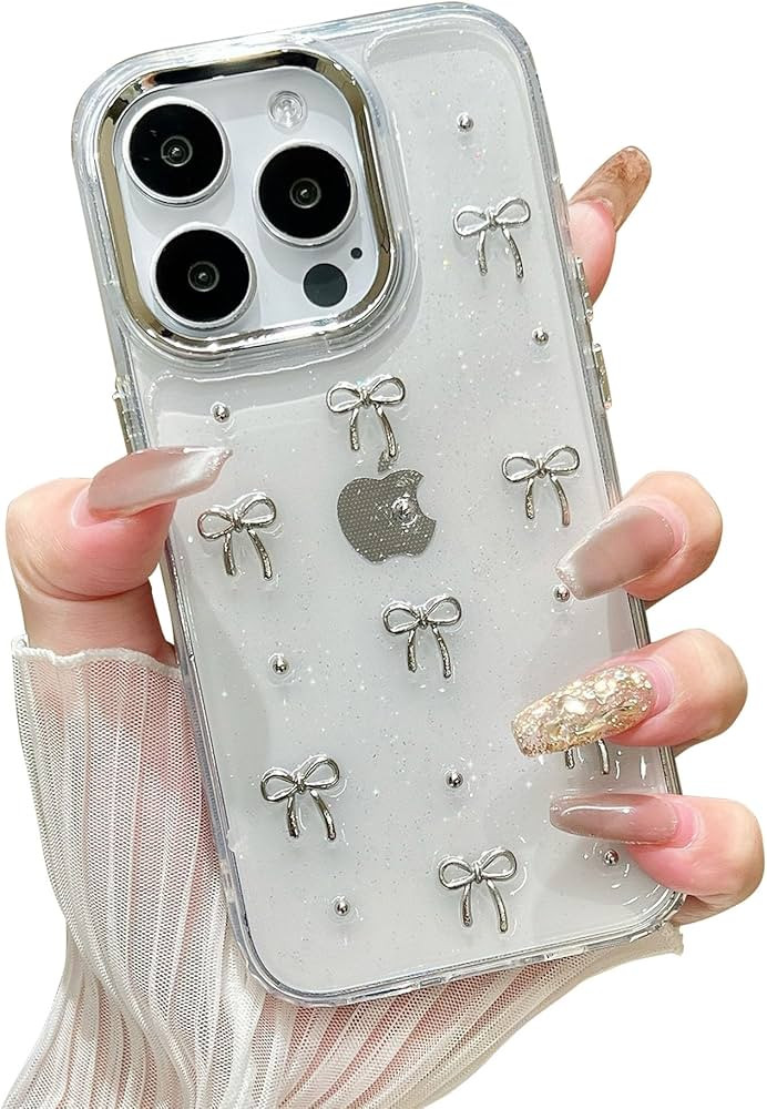 EYZUTAK Case for iPhone 15 Pro Max, Bling Glitter 3D Bowknot Phone Case Cute Sparkly Crystal Clea... | Amazon (US)