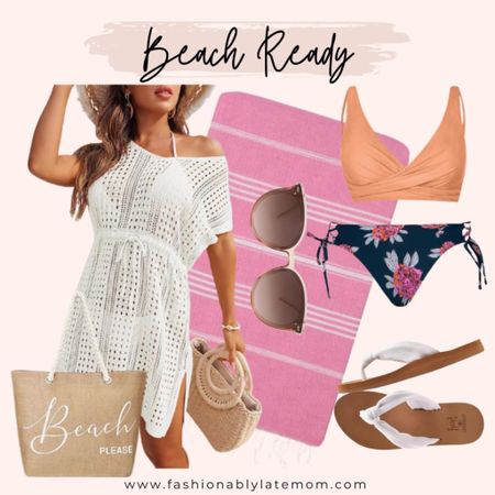 Beach ready! 
Fashionablylatemom 
Cupshe bikini 
Sunglasses 
Amazon  Towel 

#LTKshoecrush #LTKswim