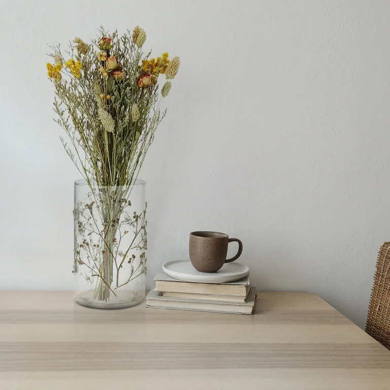 Mainstays Decorative Dried Floral Glass Vase, 7.75" | Walmart (US)