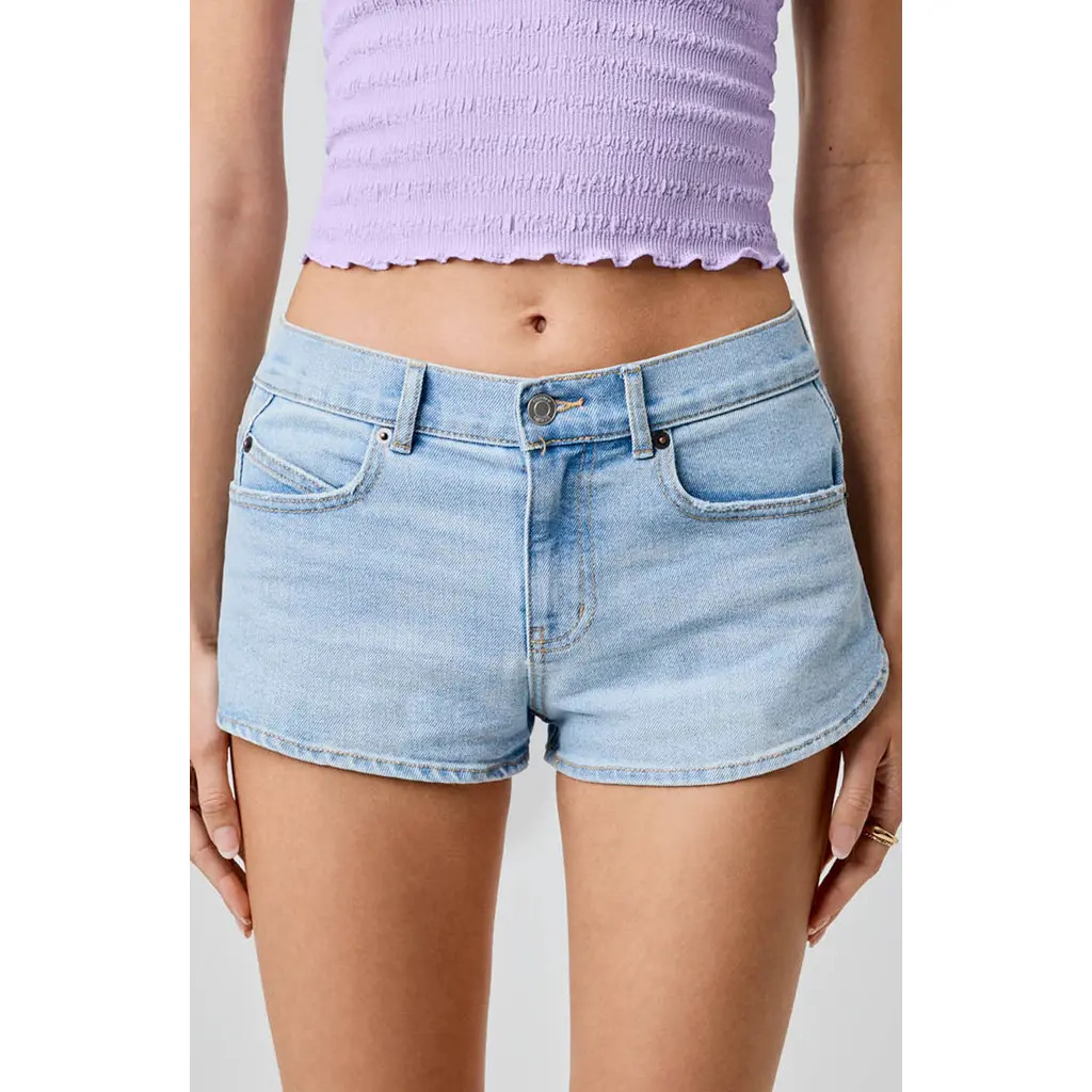Florence by Mills Cheeky Low Rise Denim Shorts in Light Wash at Nordstrom, Size 0 | Nordstrom