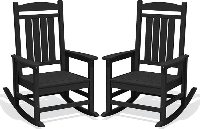 Oversized Outdoor Rocking Chair Set of 2, High Density Polyethylene Patio Rocking Chairs with 350... | Amazon (US)