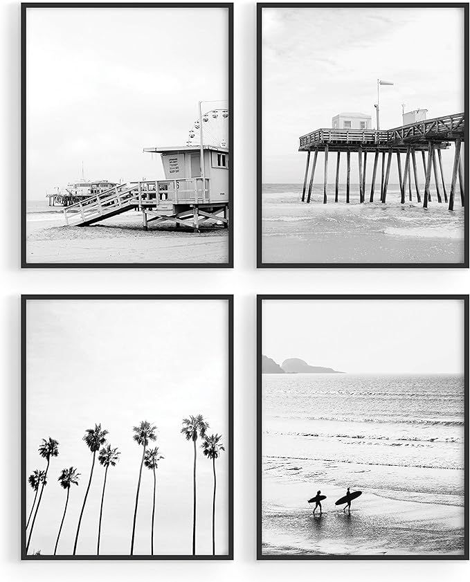 Beach Wall Art Black and White - by Haus and Hues | Black and White Wall Art Beach Posters | Beac... | Amazon (US)