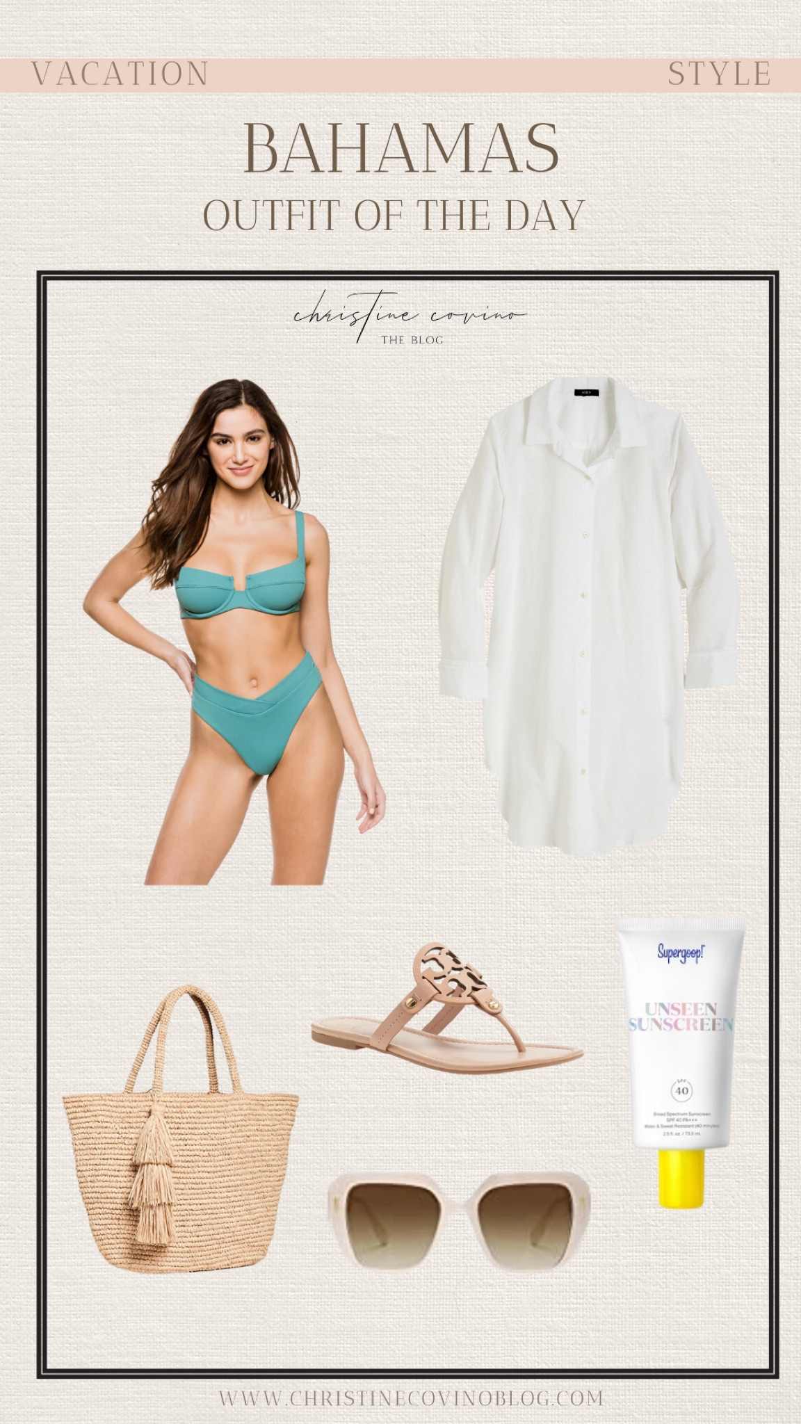 Beach and pool outfit of the day for our Bahamas trip! #bikini #coverup #toryburchsandals #beachtote  

#LTKfamily #LTKtravel #LTKswim