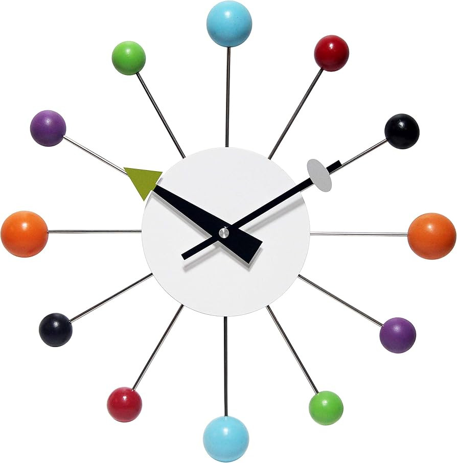 Infinity Instruments Orb Spoke Midcentury Modern 15 inch Retro Starburst Ball Wall Clock Quiet Qu... | Amazon (US)
