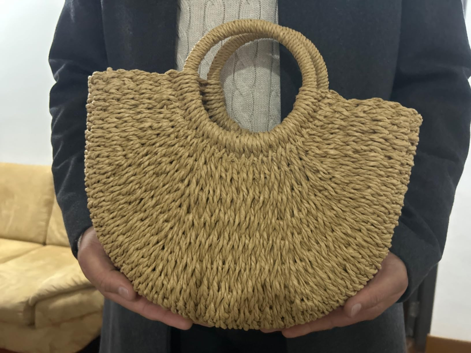 Amazon.com: Frienda Straw Tote Bag Summer Beach Bag Handmade Straw Rattan Woven Handbag for Women... | Amazon (US)