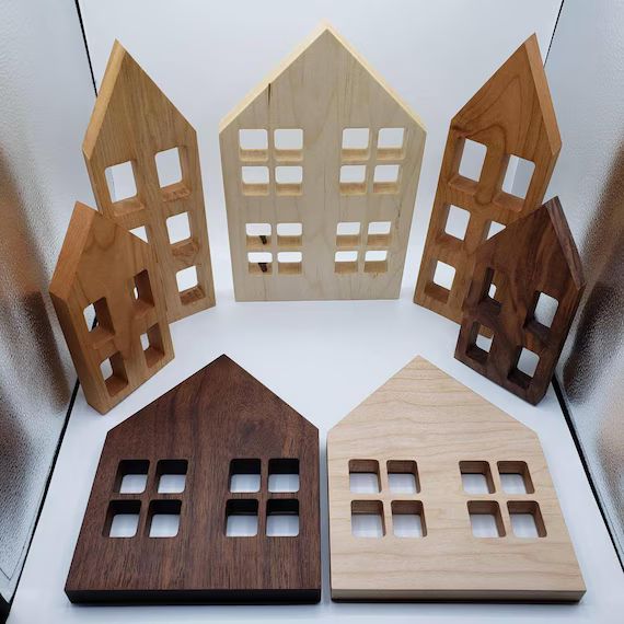 Minimalist Scandinavian Wood House Village Custom Set | Etsy (US)