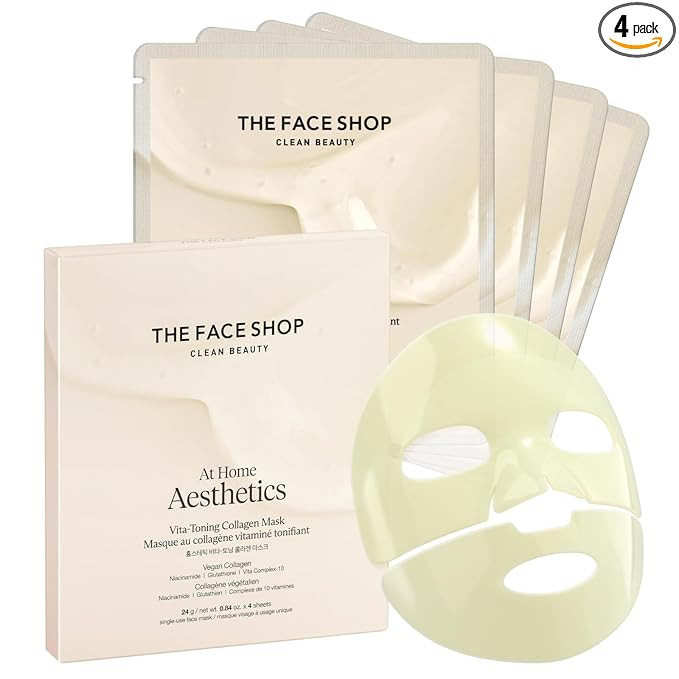 THE FACE SHOP Vita-Toning Vegan Collagen Face Mask, Korean Glass Skin Essential, Hydrogel Mask fo... | Amazon (US)