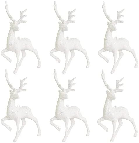 iPEGTOP 6 Pcs Christmas Deer Glitter Reindeer Hanging Elk Ornaments, Mini 6.7 x 4 inches Holiday Fig | Amazon (US)