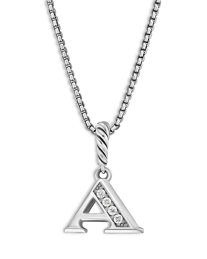 Pavé Initial Pendant Necklace in Sterling Silver with Diamond, 16" | Bloomingdale's (US)