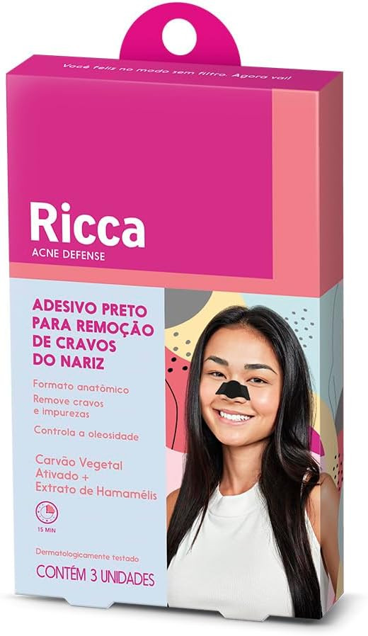 Ricca Adesivo Preto Para Remoção de Cravos Do Nariz Acne Defense | Amazon (BR)