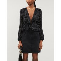 Nikki polka dot-print V-neck crepe blouse | Selfridges
