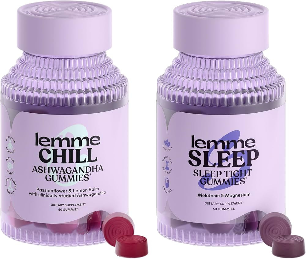Lemme Chill & Sleep Bundle - Stress Relief Gummies with KSM-66 Ashwagandha & Deep Sleep Gummies w... | Amazon (US)