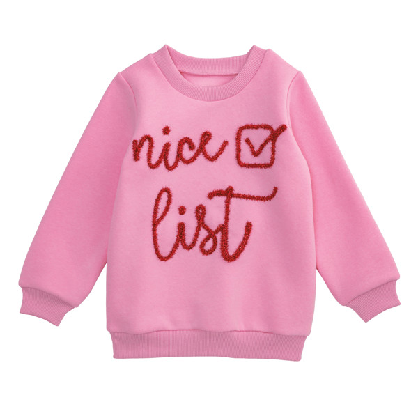 Nice List Tinsel Toddler Sweatshirt | Mud Pie