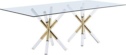 Meridian Furniture Mercury Collection Modern | Contemporary Tempered Glass Top Dining Table with ... | Amazon (US)