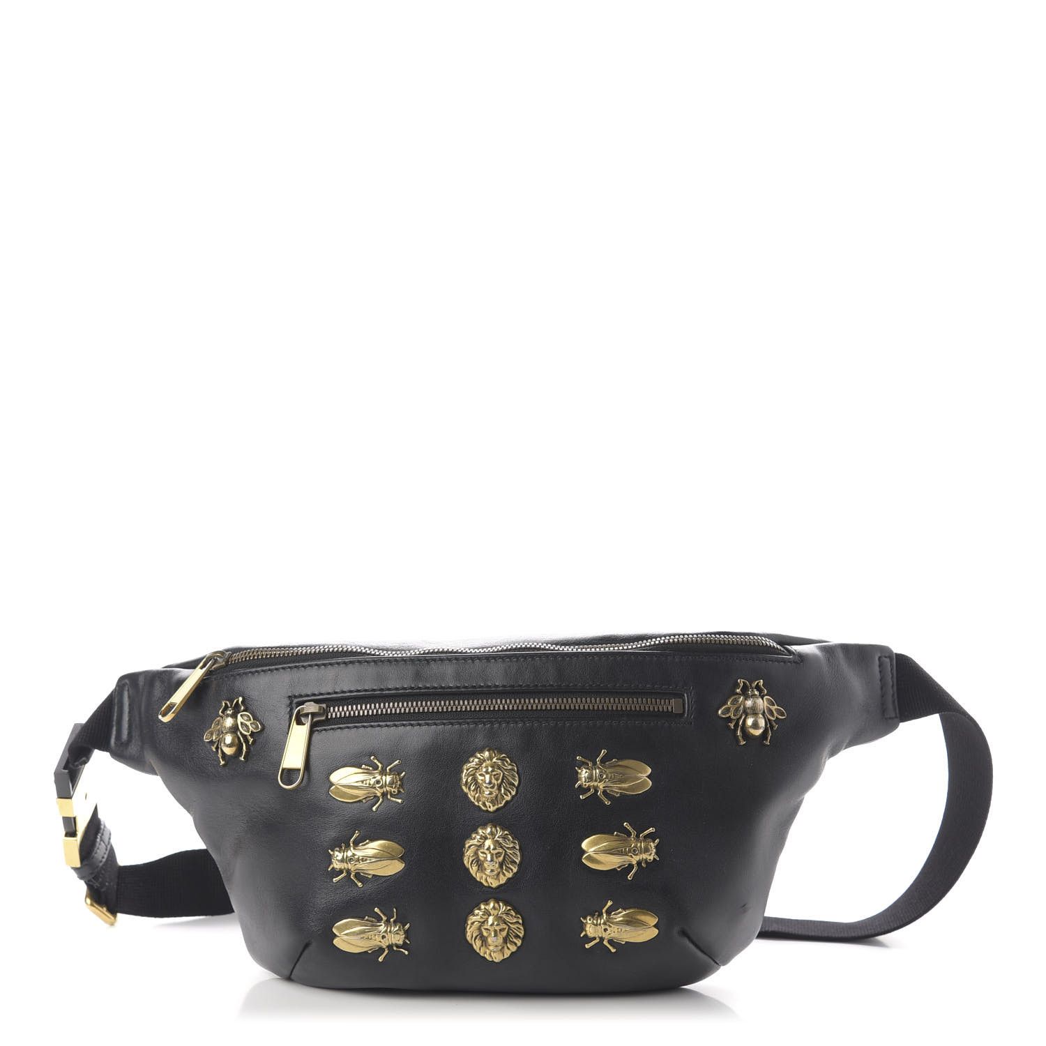 Calfskin Animal Studs Belt Bag Black | Fashionphile