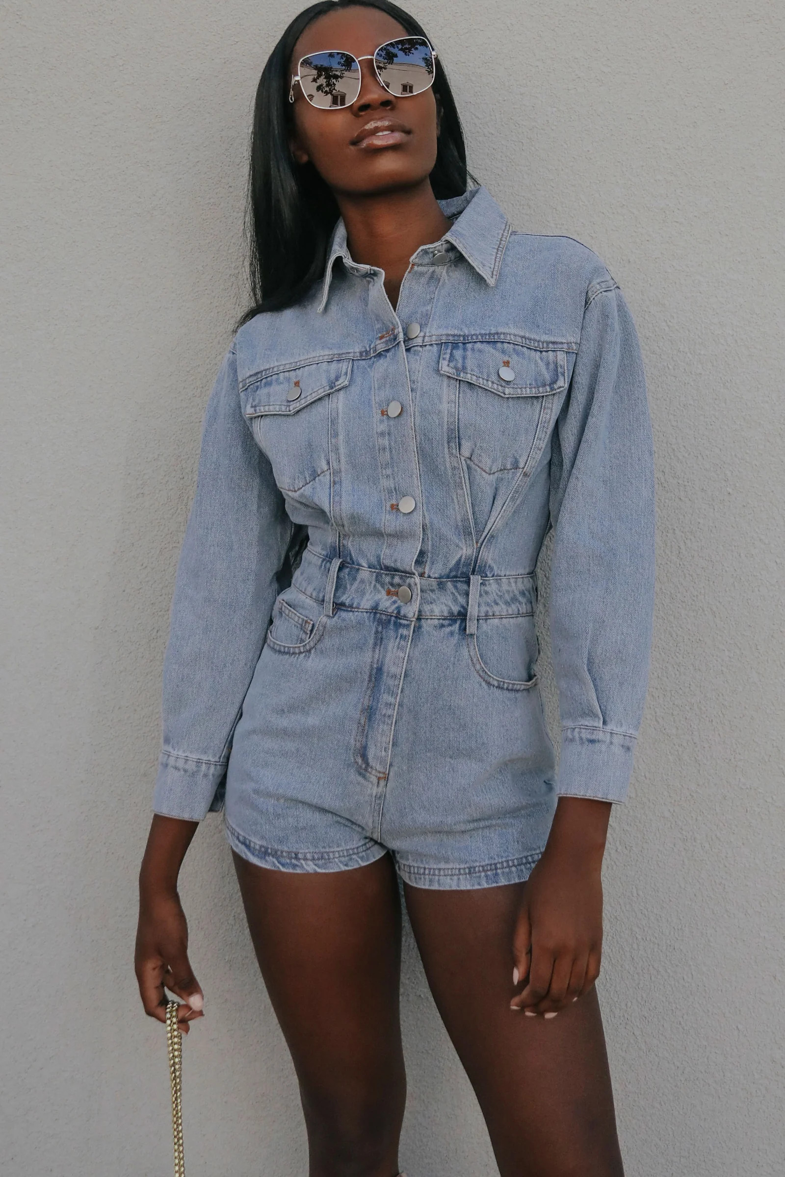 getting by romper - denim | RIFFRAFF