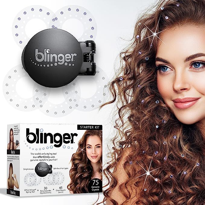 blinger Starter Kit | Women's Hair Styling Tool + 75 Precision-Cut Glass Crystals | Bling Hair in... | Amazon (US)