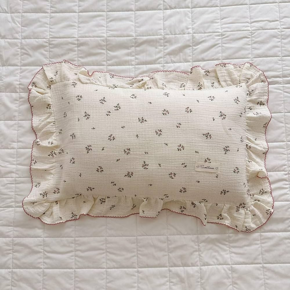 BuLuTu Cotton Muslin Kids Toddler Pillowcase with Ruffles, Chic Shabby Floral Pillow Cases Girls ... | Amazon (US)