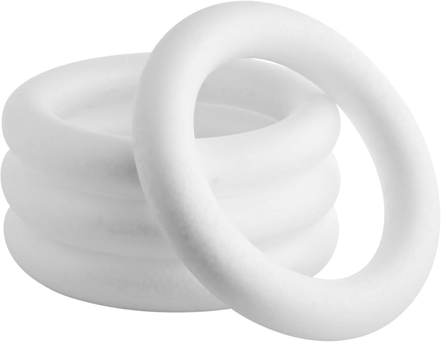 4 Pack Foam Wreath Forms, 10 Inch Rings for Crafts, DIY Projects, Holiday Decor (White) | Amazon (US)