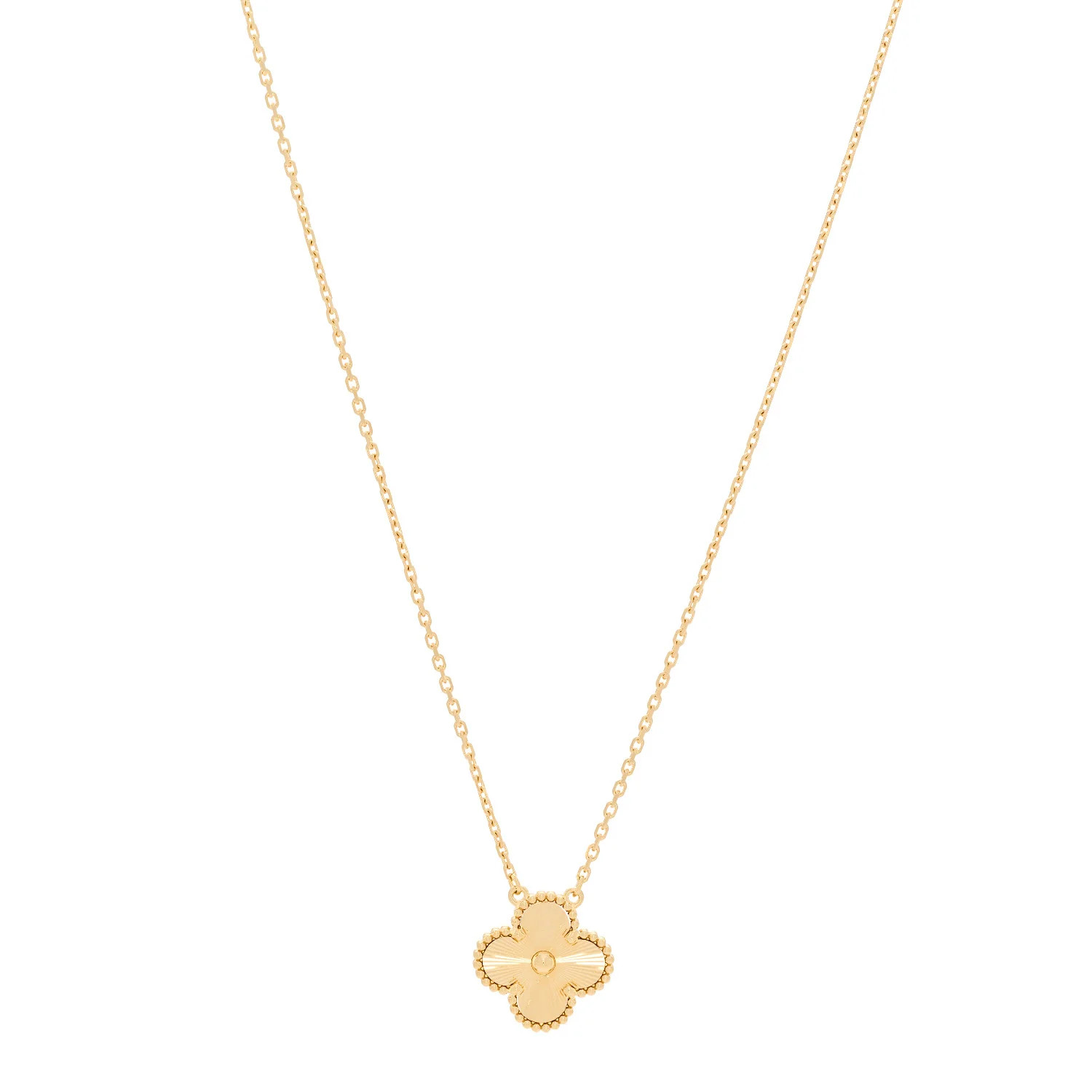 Van Cleef &amp; Arpels 18K Yellow Gold Guilloche Vintage Alhambra Pendant Necklace 1747002 | FASHIONPHILE (US)