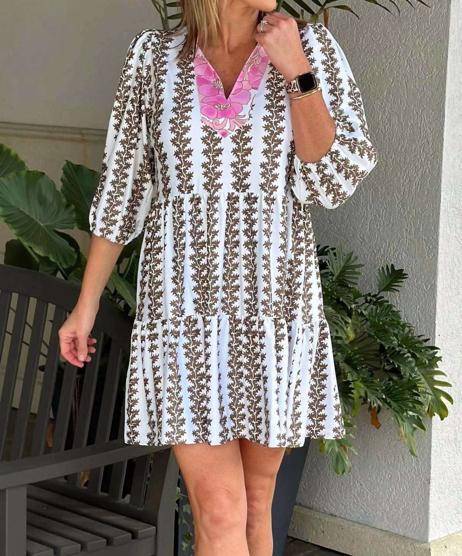 Tory Dress In Coconut Vines | Shop Simon