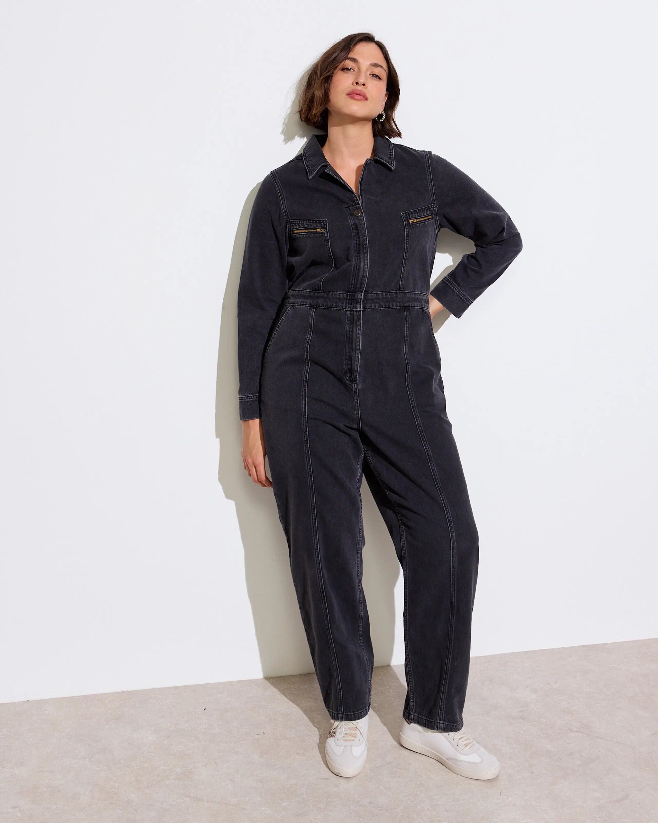 Dark Grey Denim Boilersuit | Oliver Bonas | Oliver Bonas (Global)