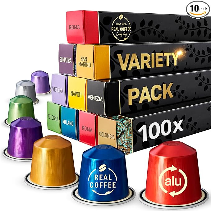 Mixed Variety Pack for Nespresso Original Machines | 100 Aluminum Capsules | 9 Unique Italian Fla... | Amazon (US)