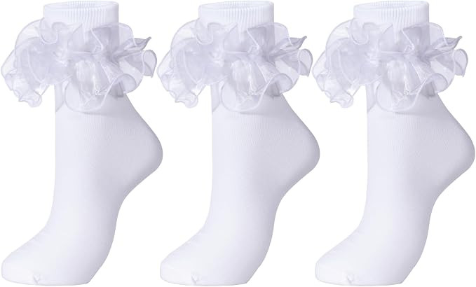 Dicry Socks for Women, Big Ruffle Socks with Turn Cuff and Double Lace | Amazon (US)