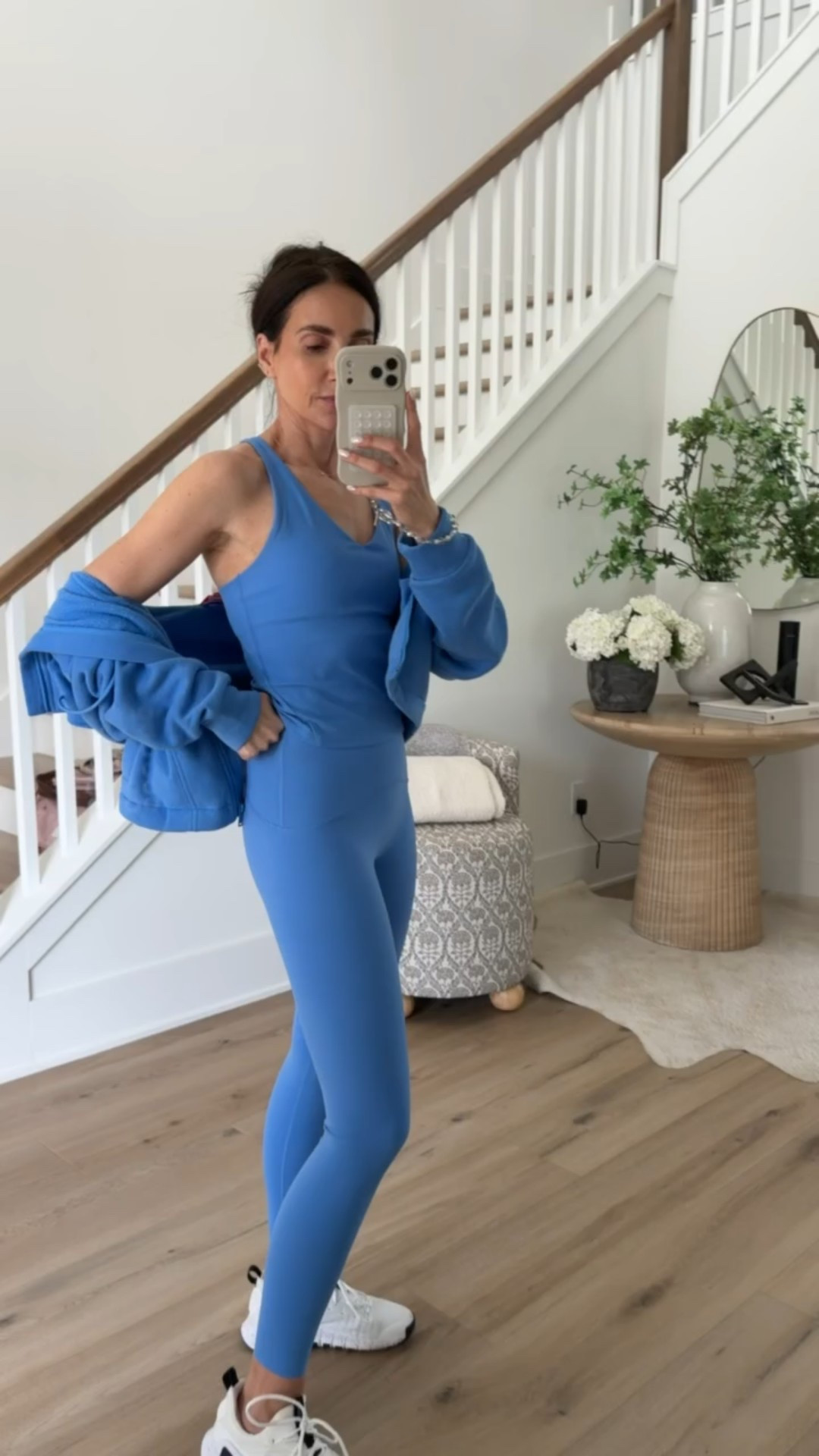 Today's workout outfit from Spanx. I wear size small in leggings. They are full length, size extra small in tank top, size small in sweatshirt.

code ANNAMXSPANX

#LTKOver40 #LTKActive #LTKootd