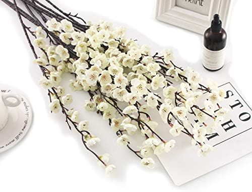 Charmly 5 Pcs Artificial Plum Blossom Fake Wintersweet Long Stem Plastic Flowers Home Hotel Offic... | Amazon (US)