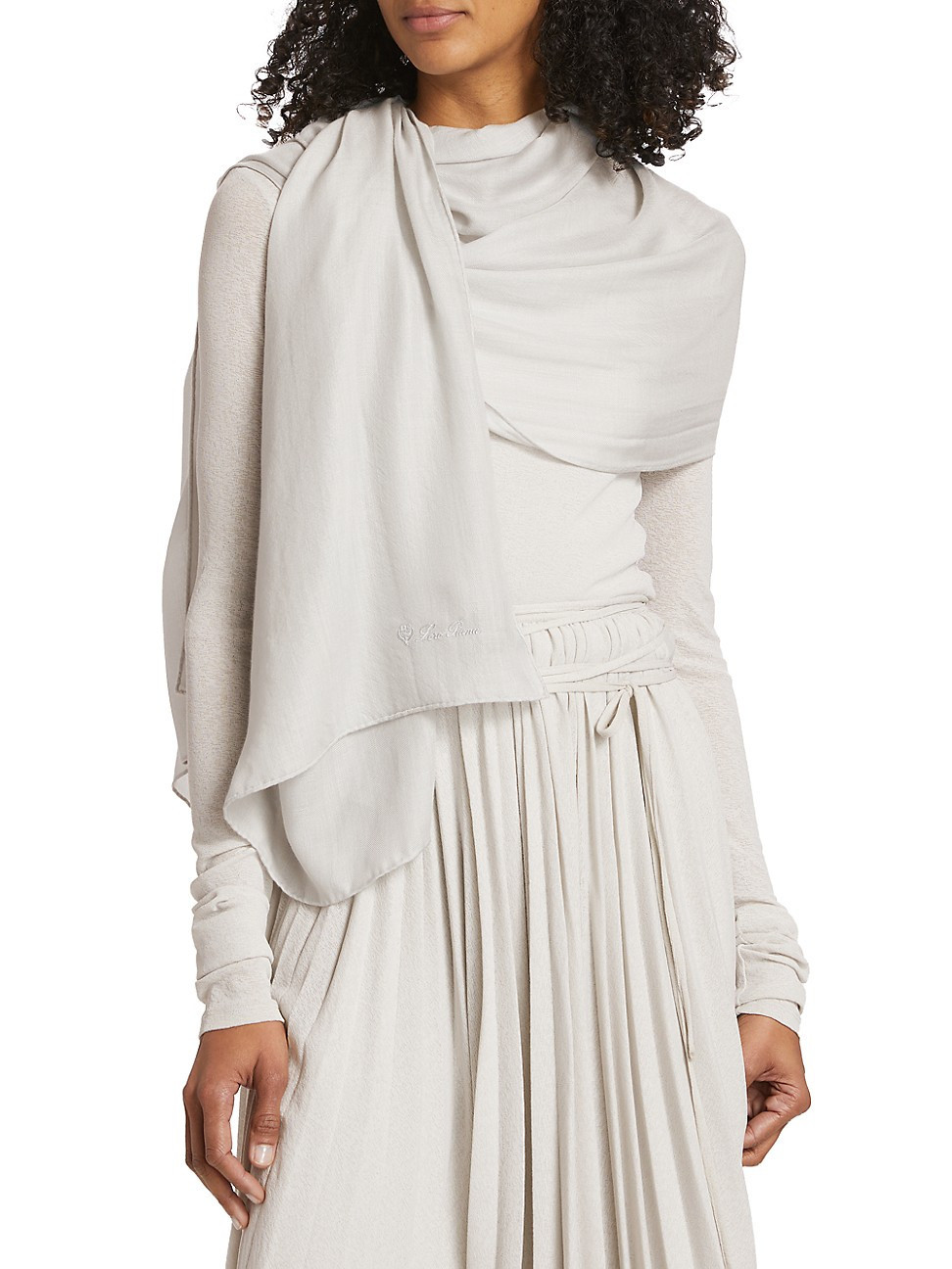 Women's Stola Silk-Blend Logo Scarf - Fresh Cloud | Saks Fifth Avenue